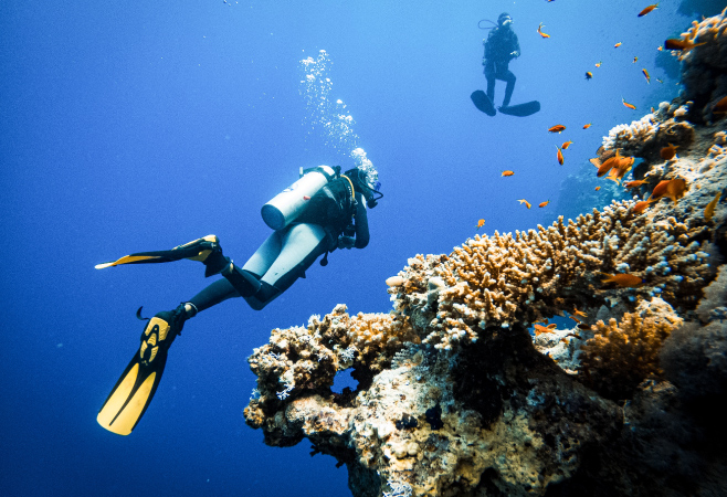 Scuba diving at the Blue Hole in Dahab, Egypt